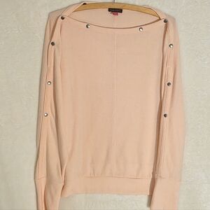 Vince Camuto Soft Pink Bat Wing Sweater with Snap Button Accents Size Small